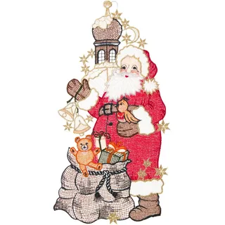 W. Reuter & Sohn - Plauener Spitze Fensterbild "Fensterbild "Santa Claus"(langer Mantel) farbig", bunt