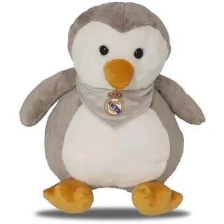 CyP Brands Real Madrid Plüschpuppe, Pinguin, 25 cm, Grau, offizielles Produkt