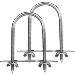 Rotisserie Gabel U-Bolzen 304 Edelstahl 2 Stück für Rotisserie Grill, 14 cm langes Fleischfachzubehör, 6,9 cm breite Spießstange, Drehspieß-Teile für ganze Grillschwein, Schwein