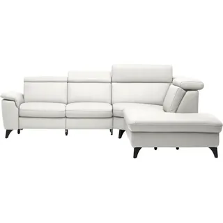 Cantus Ecksofa , Weiß , Leder , Echtleder , Color-Finish-Leder , Uni , Ottomane rechts, L-Form , 285x239 cm , Typenauswahl, Bettkasten erhältlich, Fußauswahl, Lederauswahl, Stoffauswahl, seitenverkehrt erhältlich, Hocker erhältlich, Rückenfutter , Wohnzimmer, Sofas & Couches, Wohnlandschaften, Ecksofas