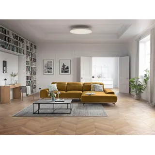 Musterring Wohnlandschaft "MR 2490 Ecksofa mit erstklassigem Sitzkomfort, Long-Life-Leder" Bronze-Fuß Sitzhöhe 46cm, wahlweise mit Funktionen, Maße 342 x 207 cm, kurkuma, b