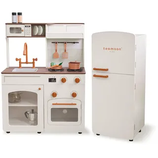 Teamson Kids Little Chef Normandy Modulare Holz-Kinderküche mit Kühlschrank, Spüle und 14 Zubehörteilen