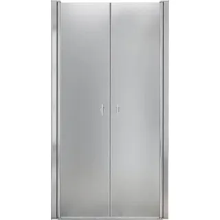 HOME DELUXE - Duschabtrennung LAVEA - Milchglas - Maße: 90 x 195 cm - 6 mm nanobeschichtetes Sicherheitsglas, inkl. Scharniere und Montagematerial I - Duschtür Pendeltür Duschtrennwand Nischentür - Silber