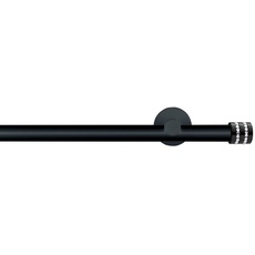 Bild Gardinenstange »BLACK«, 1 läufig-läufig, Wunschmaßlänge, Vorhanggarnitur, Innenlauf, verlängerbar, Endknopf mit Glitzersteinen, schwarz