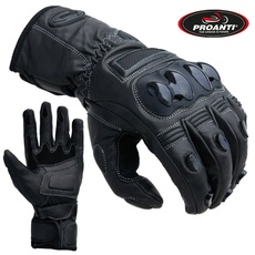 PROANTI Motorradhandschuhe Touring Race Motorrad Leder Handschuhe schwarz (XL)