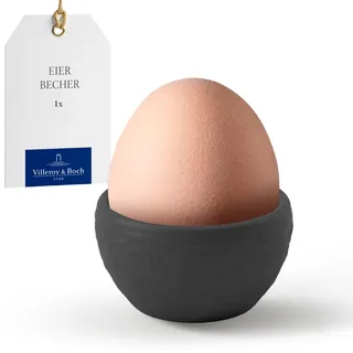 Villeroy & Boch - Manufacture Rock Blanc Eierbecher Schwarz, Spülmaschinenfest, Matte Schieferoptik, Modernes Design, Als Shotglas/Schnapsglas Verwendbar, Premium Porzellan