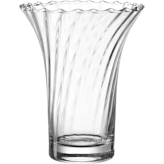 LEONARDO Ravenna, Blumenvase aus 3D veredeltem Glas, handgefertigte, geschwungene Glasvase in klassischem Stil, Unikat, Höhe: 18 cm, 018609, 1 Stück