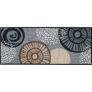 Erwin Müller Fußmatte Neuwied, Schmutzfangmatte, Sauberlaufmatte Blumen silber/braun Größe 40x100 - langlebig, pflegeleicht, rutschfest, für Fußbodenheizung geeignet
