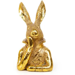 Große Hasenkopf-Büste: Osterhase Modern, Osterhasen-Deko, Osterdeko Groß, XXL Dekoration Hase, Hasen-Figur Ostern Edel, Oster-Figuren Tisch, Osterdekoration Frühling, Frühlingsdeko Gold, 22 cm
