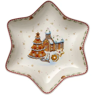 Villeroy & Boch Winter Bakery Delight Sternschale Lebkuchendorf, Schale für Plätzchen, Premium Porzellan, rot, bunt, 24,5 cm