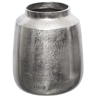 Brandsseller Dekovase Höhe 26,5 cm Durchmesser Ø 21 cm aus Aluminium RAW Optik Blumenvase Tischvase Silbern