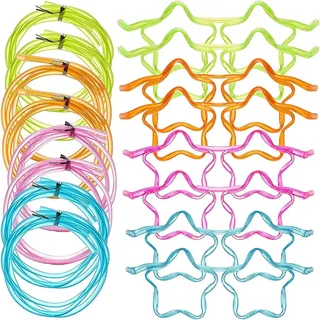 Neuartige Brillen-Trinkhalme, Strohhalm-Gläser, wiederverwendbare Strohhalm-Gläser, verrückte, lustige Ring-Trinkhalme, flexible, mehrfarbige Strohhalme, Brillengestelle in Sternform, (12 Stück)