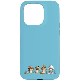 Hülle für iPhone 15 Pro Drollige Jahreszeiten Pilze Wald Natur Cartoon Fliegenpilz