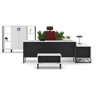 Schwarz-Weiße Büromöbel Schreibtisch Designer Couchtisch Sideboard - Schwarz