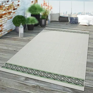 TT Home In-& Outdoor Teppich Terrasse U. Balkon Geometrisches Design Modern Beige Grün Größe 200x290 cm - Grün