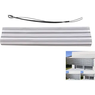 Volant für elektrische Vollkassetten-Markise T124, 5x3m ausfahrbarer Volant Polyester grau-weiß - Weiß