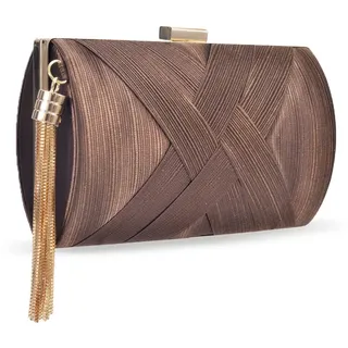 Damen Abend-Clutch, Designer-Abend-Handtasche, Partytasche, Clutch, b枚rse, Elegante Quaste, braun, Einheitsgr枚脽e