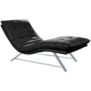 W.Schillig Relaxliege daily dreams Leder 75 x 91 x 170 cm schwarz mit Kissen