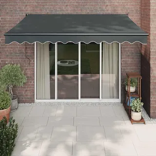 ACAGALA Elektrische Gelenkarmmarkise 3,5x2,5m, Markise Automatisch mit Fernbedienung und Handkurbel, Sonnenmarkise Sonnenschutz für Terrasse Balkon Garten, Anthrazit(anthrazit Rahmen)