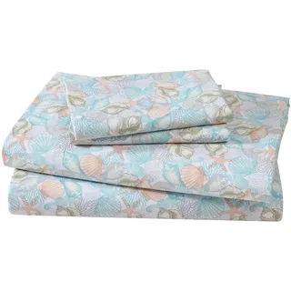Beatrice Home Fashions Mikrofaser-Bettwäsche-Set mit Küstenmuster, weich, bequem, 35,6 cm Tiefe Taschen, Queensize, Kokos-Pastell