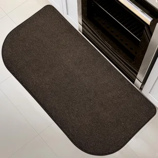 DOMUSTEX Waschbar Teppich Läufer 60x120cm Halbrund, küchenläufer, Schmutzfangmatte Innen, rutschfeste Badteppich für Küche, Badezimmer and Schlafzimmer