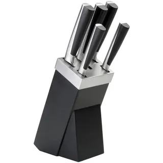 Justinus Messerblock , Schwarz , Holz, Metall , 6-teilig , 9.5x36x17 cm , Küchenmesser, Messerblöcke