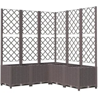 vidaXL Pflanzkübel mit Rankgitter Blumenkübel Pflanzkasten Blumentopf Blumenkasten Rankhilfe Spalier Gartenspalier Braun 120x120x136cm PP