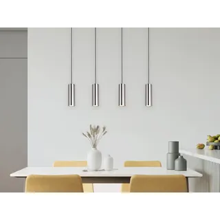 4 flammige Pendelleuchte für Wohnzimmer, Schlafzimmer, Küche Nickel matt Metall - Silber