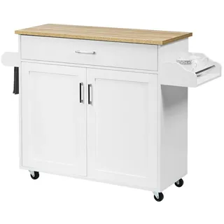 Costway Küchenwagen Kücheninsel Weiß , Holz , 40x85x116 cm , Esszimmer, Servierwagen