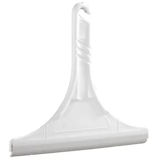 WENKO Duschabzieher mit integriertem Haken, ohne Bohren, 25 cm breit | streifenfrei, Fensterabzieher aus robustem Kunststoff, Abzieher für Dusche, Bad, Fliesen, Spiegel, Fenster & Auto, weiß