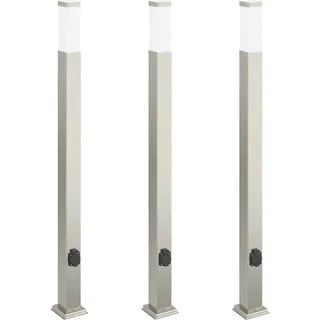 Pollerleuchten mit Auslass 3 Stk. 110 cm Edelstahl IP44 - Silber