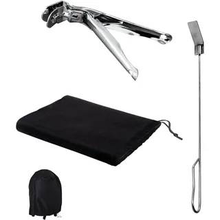 Cecotec Grillbesteck-Set aus Edelstahl DragonPack 6600 S. Vielseitiges Zubehör mit Zange mit festem Griff, widerstandsfähiger Hülle und Schürhaken für gleichmäßiges und dauerhaftes Feuer.