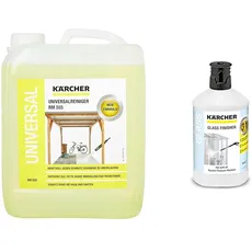 Kärcher Universalreiniger RM 555 für Hochdruckreiniger (Volumen: 5,0 l, biologisch abbaubar, äußerst materialschonend, pH neutral) & 6.295-474.0 Glasfinisher (geeignet für Hochdruckreiniger, 1 Liter)