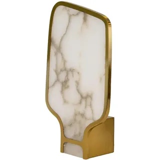 The Lumine Tischleuchte aus Naturstein Alabaster und poliertem goldfarbenem Stahl 16004 cm , Weiß , Stein , E27 , 25x43x10 cm , Lampen & Leuchten, Innenbeleuchtung, Tischlampen