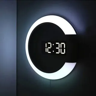 LED digitale Wanduhr mit Fernbedienung und 7-farbiger RGB-Beleuchtung - Schwarz