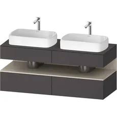 Duravit Qatego Konsolenwaschtischunterbau, 2 Auszüge, 2 Schubkästen, 2 Ausschnitte, 1400x550x600mm, Nische Taupe Supermatt, QA4767083, Farbe: Graphit matt