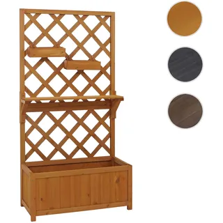 Hochbeet HWC-P68, Pflanz-/Blumenkasten Rankgitter Rankhilfe Ablage Hängekästen Holz FSC® 135x70x30cm