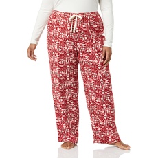 Amazon Essentials Damen Flanell-Schlafhose-Auslauffarben, Rot Weihnachtsmann, XL