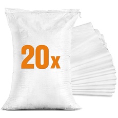 TK THERMALKING 20x Sandsäcke für Hochwasser - Sandsack leer mit Zugband zum Befüllen – Hochwasserschutz Kellerfenster – PP Gewebesack Weiß (40 x 60 cm)