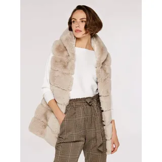 Fellimitatweste APRICOT "abgesteppte Weste", Damen, Gr. L (40), beige (stein), Kunstfell, Obermaterial: 100% Polyester COOLMAX(R) PES(Coolmax)., unifarben, normal lang, Westen Fellimitatweste