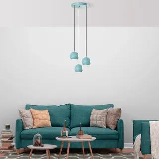 Opviq Elegant Turquoise Chandelier, Metal Body, 45 cm Diameter, Adjustable Height 45-111 cm, 3 x E27 Socket, Perfect for Modern Spaces, Stylish Lighting Solution