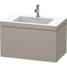 Duravit L-Cube Möbelwaschtisch c-bonded mit Unterbau wandhängend, 80x48 cm, 1 Auszug, ohne Überlauf, 1 Hahnloch, Farbe: Terra Matt