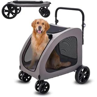 Vevor Hundebuggy 79x91x113 cm Hundewagen bis 73 kg Tragkraft Silber