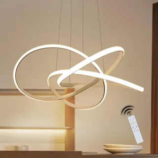 ZMH LED Pendelleuchte Esstisch Hängeleuchte Wohnzimmer Modern Ø58cm Ringe Kronleuchter Dimmbar mit Fernbedienung Höhenverstellbar Pendellampe 68W Hängelampe in Weiß für Esszimmer Küche Schlafzimmer