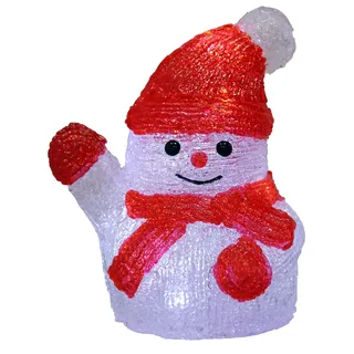 DEUBA® Weihnachtsdeko LED Acryl Figur Schneemann 18,5cm Weihnachten Innen Batterie Beleuchtet Deko Weihnachtsfiguren Weihnachtsbeleuchtung Kaltweiß - Rot