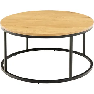 Mid.you Couchtisch , Schwarz, Wildeiche , Metall, Holzwerkstoff , rund , eckig , 80x40x80 cm , Wohnzimmer, Wohnzimmertische, Couchtische, Couchtische rund