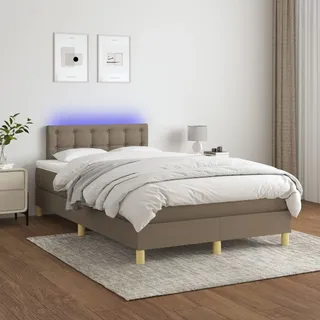 The Living Store Boxspringbett mit Matratze & LED Taupe 120x200 cm Stoff - Taupe