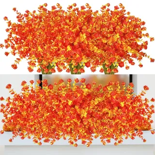 Kinisty 8 Bündel Kunstblumen Herbst Künstliche Blumen wie Echt, Herbstblumen Outdoor Herbstliche Balkonpflanzen Plastikblumen für Draußen Balkon Balkonkasten Garten Herbstdeko