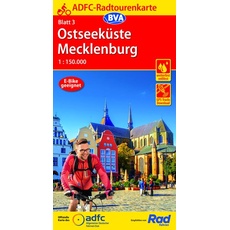 ADFC-Radtourenkarte 3 Ostseeküste Mecklenburg 1:150.000, reiß- und wetterfest, E-Bike geeignet, GPS-Tracks Download