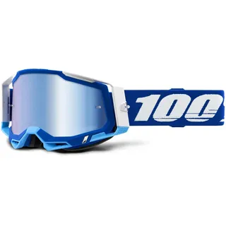 100% Racecraft 2 S22, Crossbrille verspiegelt - Blau/Weiß/Hellblau Blau-Verspiegelt